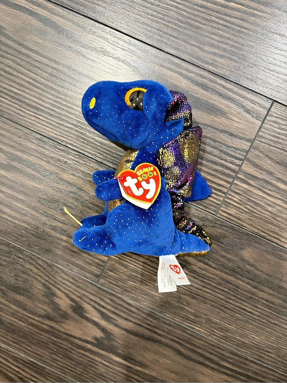 Ty Saffire the Blue Dragon Blue & Purple Beanie Boo Plush NWT